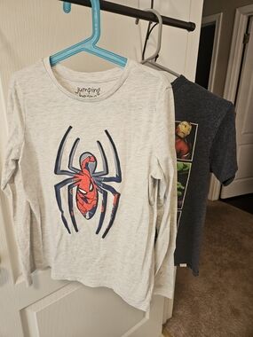 Marvel Kids Long Sleeve Spider Logo Tee - White, Navy, Red